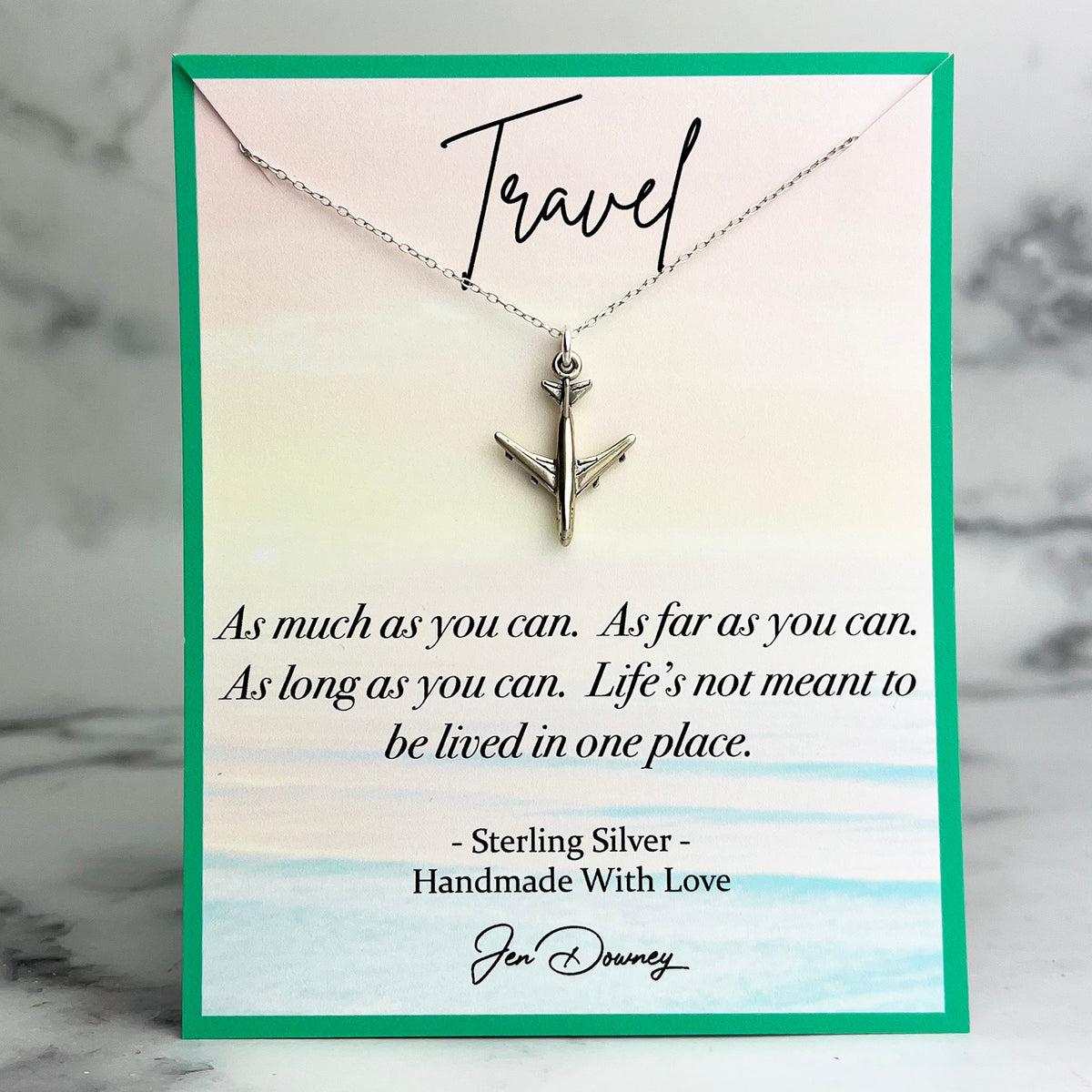 Travel As Much As You Can Quote Airplane Necklace