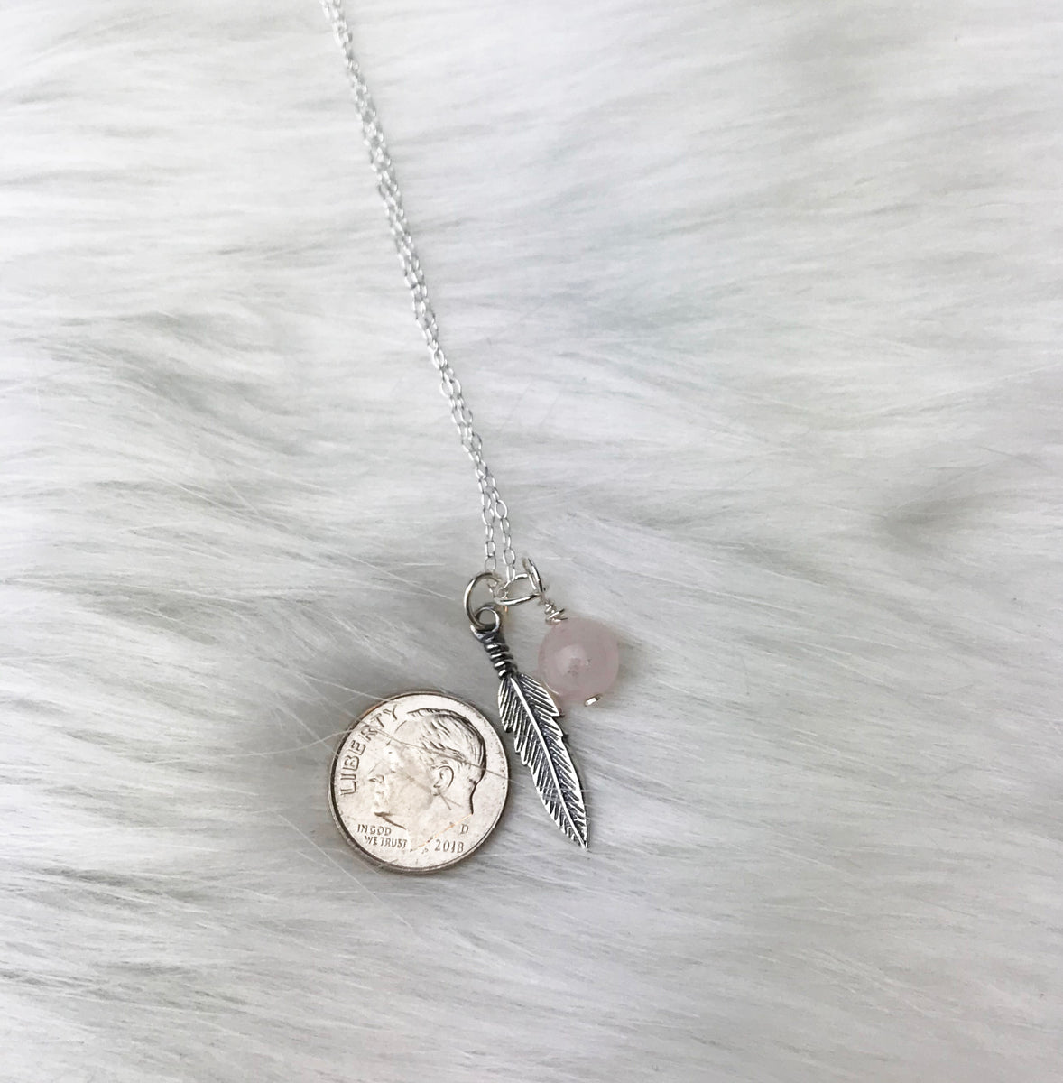 Feathers Appear Quote Healing Wishes Sympathy Gift Rose Quartz Necklac