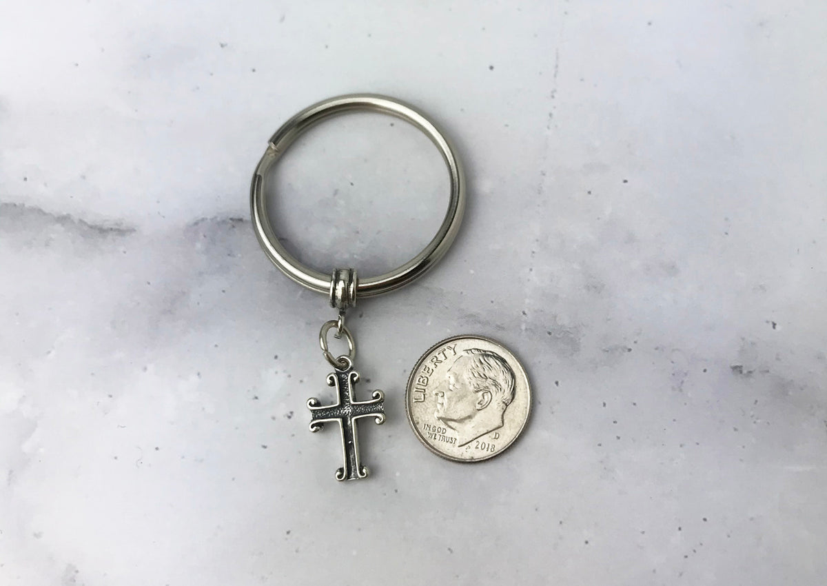 Nazareth Cross Keychain Sterling Silver Plated - Terra Santa