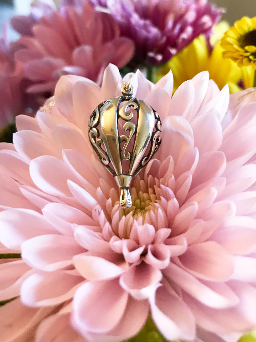 Happy Birthday Hot Air Balloon Charm, Sterling silver