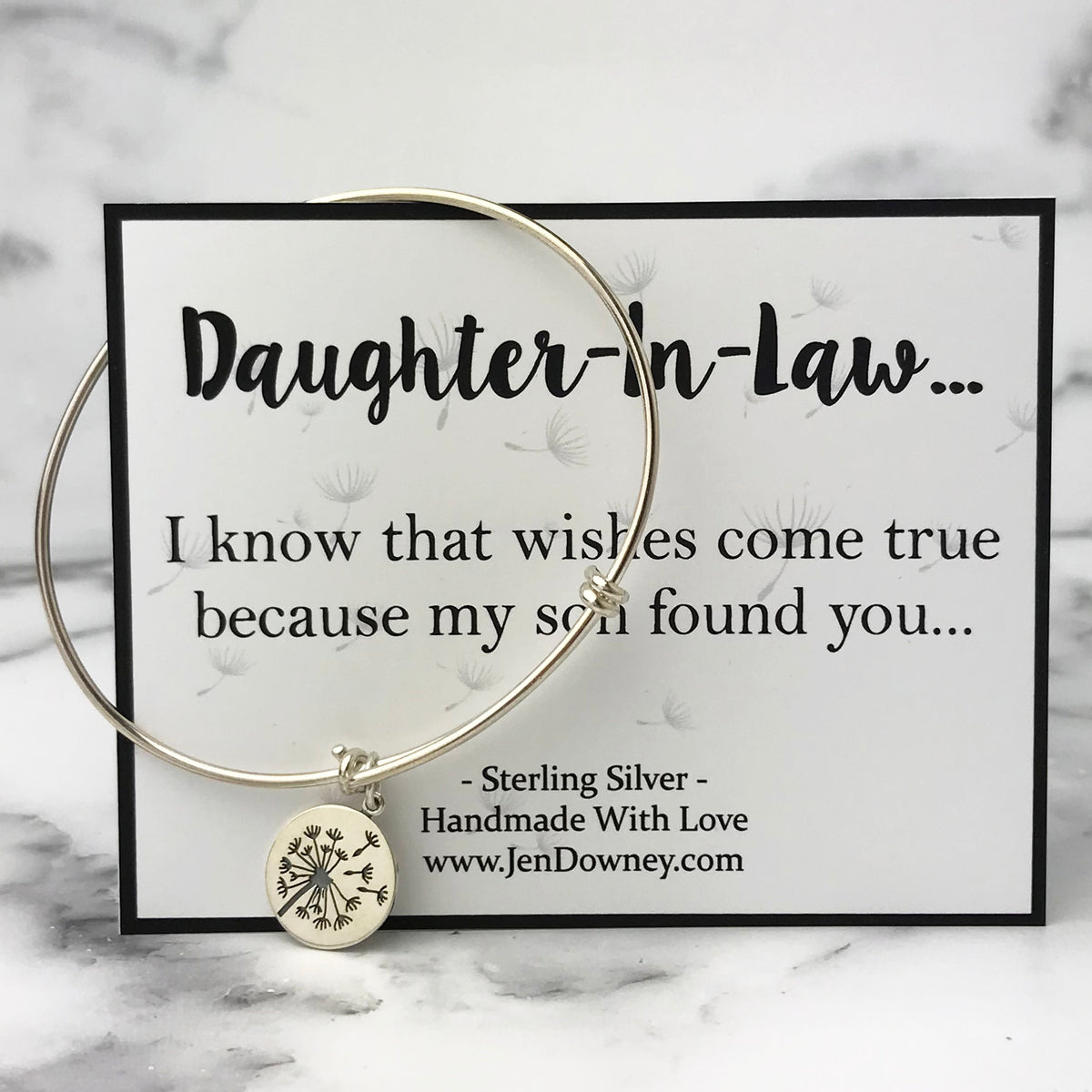 Daughter in Law Heart Expandable Charm Bracelet Silver Adjustable Bangle Meaningful Gift