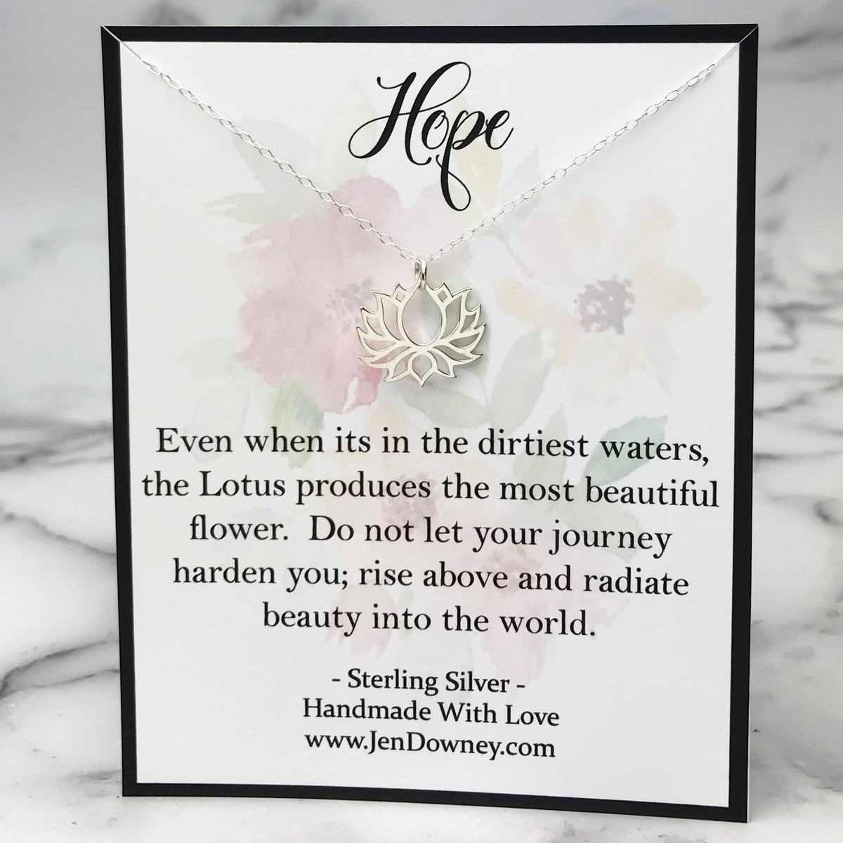 Lotus of Hope Gift Rise Above Quote Sterling Silver Meaningful