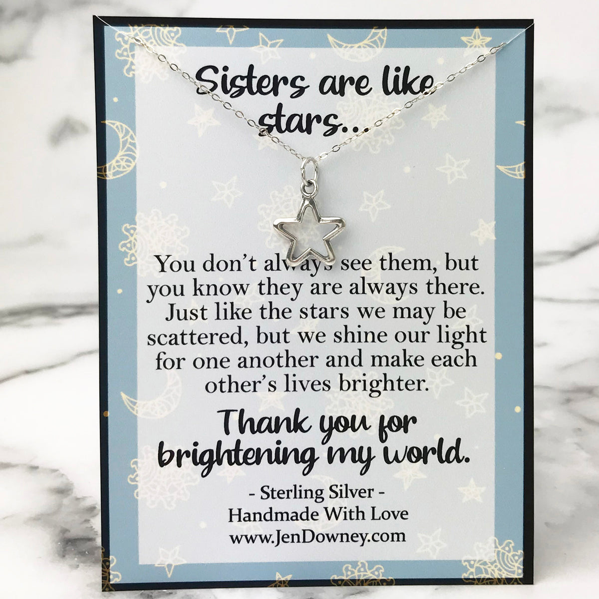 Sisters Are Like Stars Quote Gift Idea Sterling Silver Star Necklace – Jen  Downey