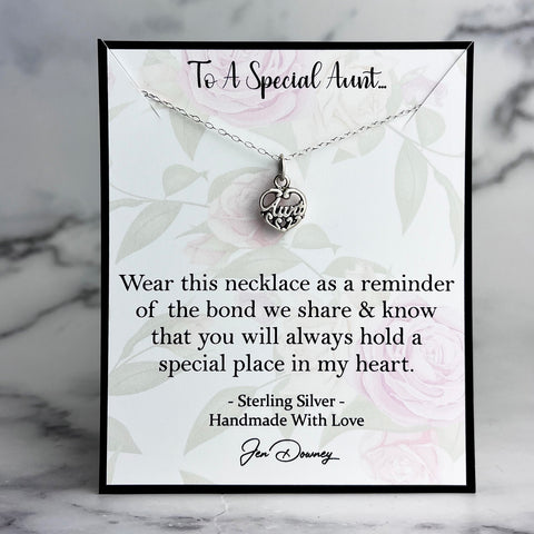 Meaningful Gift For Aunt Sterling Silver Heart Necklace