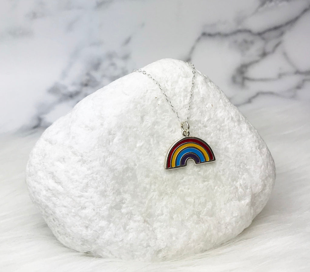 Blessed By Our Rainbow Never Forget Our Storm Sterling Silver Necklace